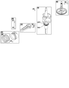 Crankshaft Group Diagram and Parts List for 49J677-0011-G1  Briggs and Stratton Engine